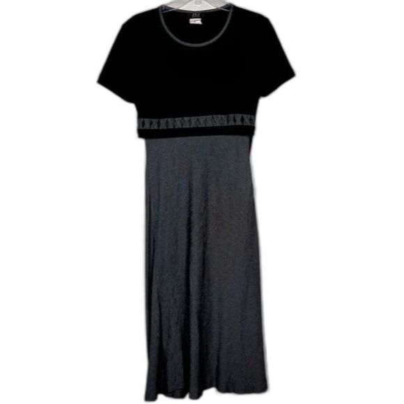 J.S.J. Sz 2P Sheath Maxi Dress Black with Overlay Side Zip - Picture 1 of 11